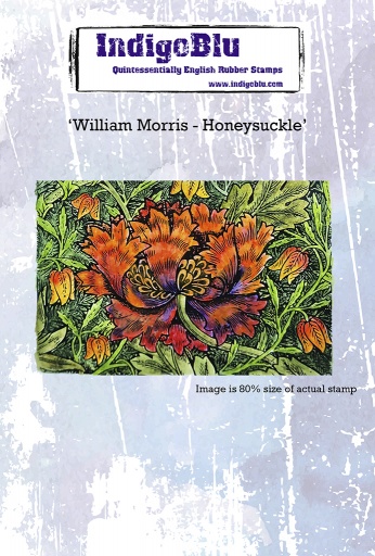 William Morris Honeysuckle A6 Red Rubber Stamp
